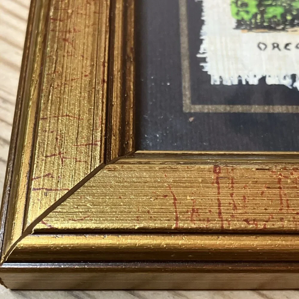 Vintage Ear Of Dionysius Art On Papyrus Siracusa Italy Souvenir Red Gold Frame